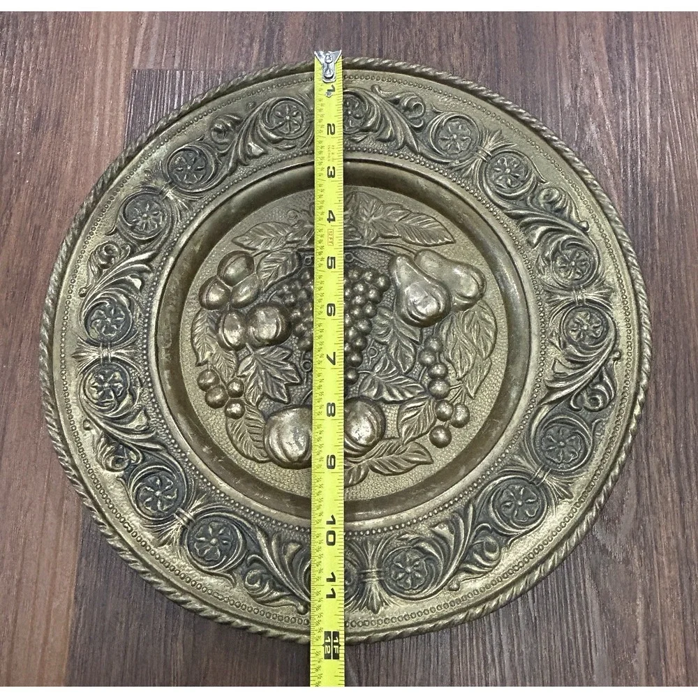 Vintage Peerage Brass Embossed Wall Hanging 2 Plates Made‎ In England